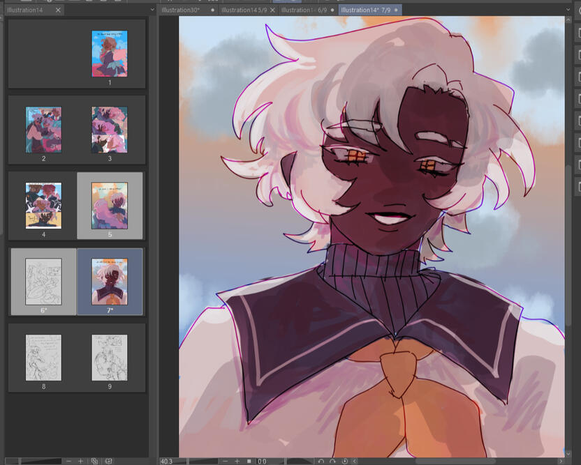 WIP shot and comic layout for oc work