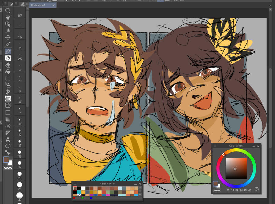 Sketches for a two part fanart for Until Then